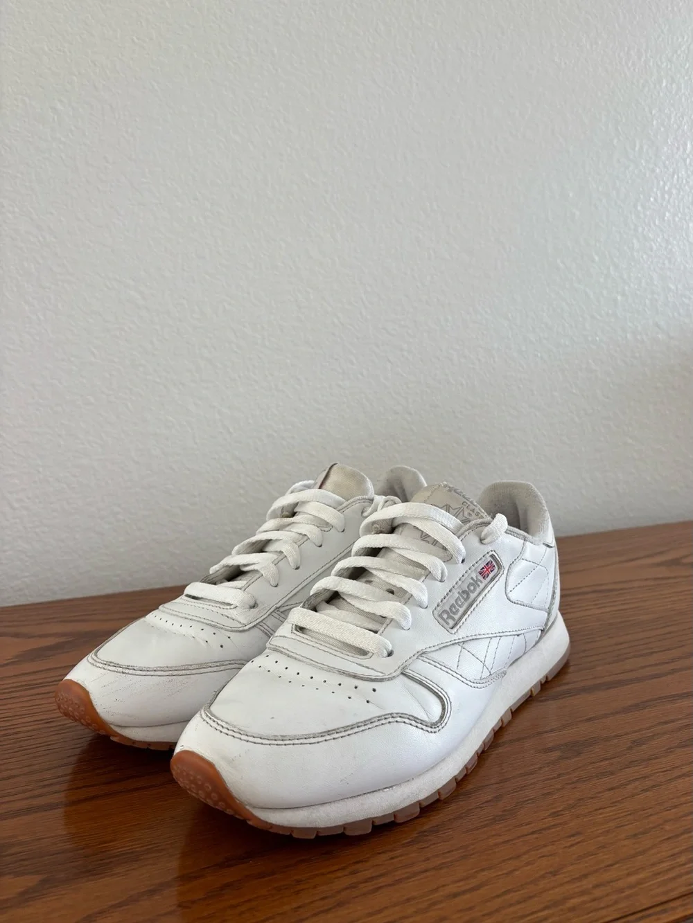 Reebok Classic White Leather Sneakers with Gum Outsole
